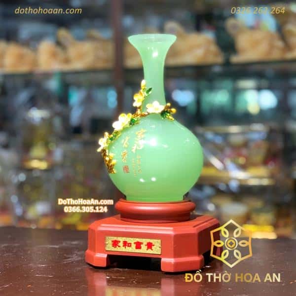 Bình Hút Tài Lộc Như ý Đá Onyx Xanh BTL021