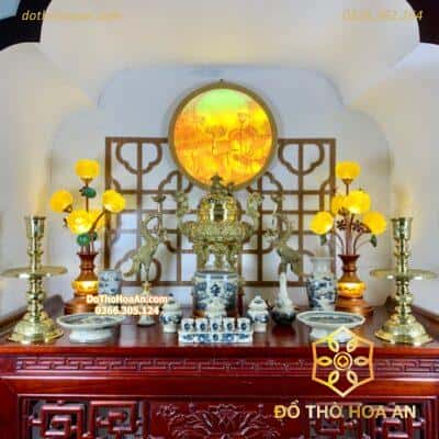 Bộ Đồ Thờ Thần Linh Men Rạn Vẽ BTL01RV