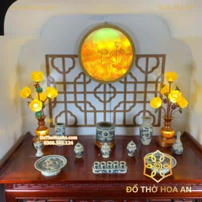 Bộ Đồ Thờ Thần Linh Men Rạn Vẽ BTL02RV2