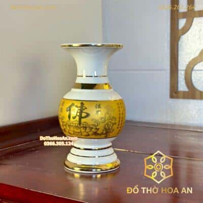 Lọ Hoa Sứ Bát Nhã Tâm Kinh Vàng1