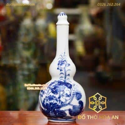 Nậm Rượu Hoa Sen Men Ngọc