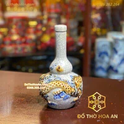 Nậm Rượu Men Rạn Đắp Nổi