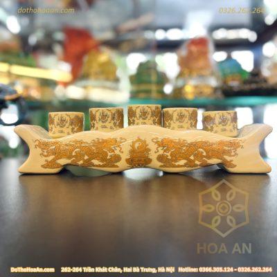 Kỷ Ngai 5 Chén Men Vàng Ngà