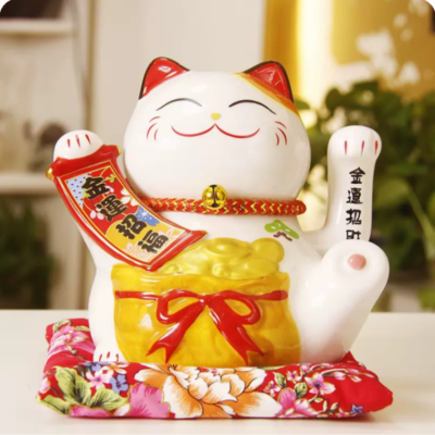 Mèo Thần Tài Chiêu Phúc Đối Liên 16cm