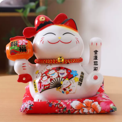 Mèo Thần Tài Chiêu Tài Phúc Chùy 16cm