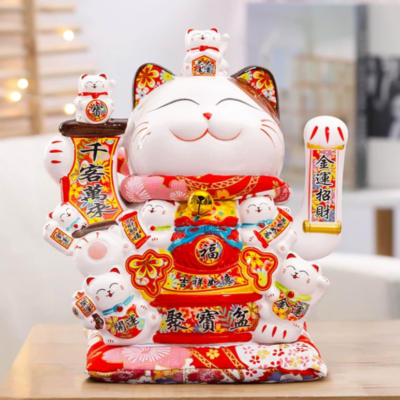 Mèo Thần Tài Thất Phúc Miêu 25cm