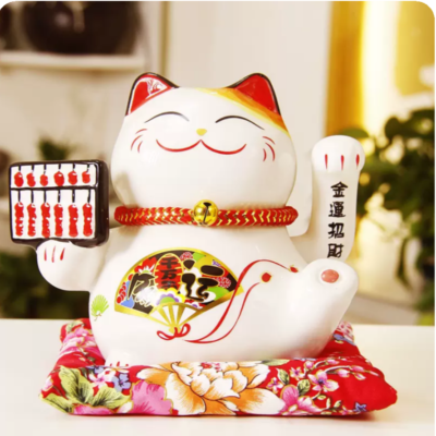 Mèo Thần Tài Thiên Vạn Lưỡng Tính Bàn 16cm