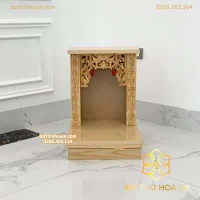 Bàn Thờ Thần Tài Gỗ Công Nghiệp Mái Bằng Màu Vàng