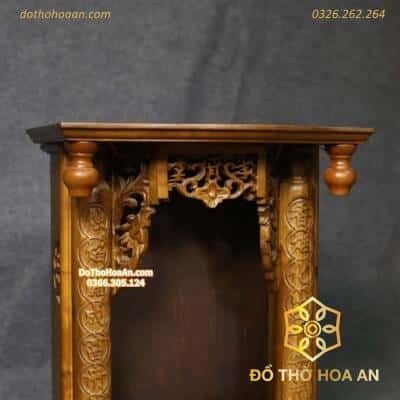 Bàn Thờ Thần Tài Gỗ Gụ Mái Bằng Màu Nâu2