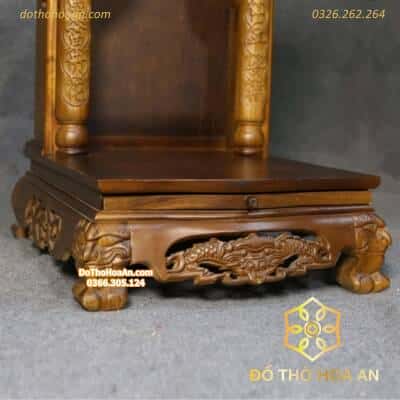 Bàn Thờ Thần Tài Gỗ Gụ Mái Bằng Màu Nâu3