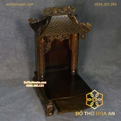 Bàn Thờ Thần Tài Gỗ Gụ Một Mái Chùa Màu Nâu Cánh Gián2