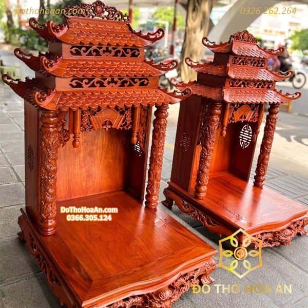Ban Thờ Thần Tài Gỗ Hương 3 Mái1