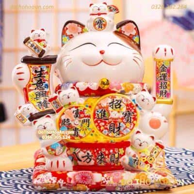 Mèo Thần Tài Bát Phương Khai Tài 25cm