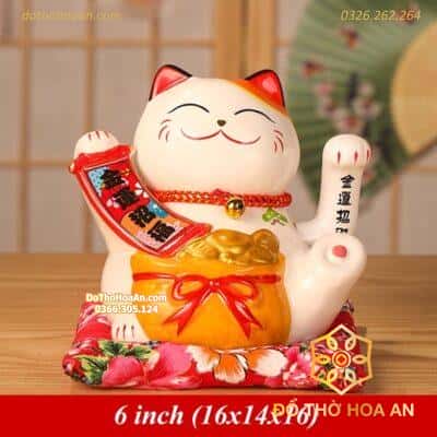 Mèo Thần Tài Chiêu Phúc Đối Liên 16cm