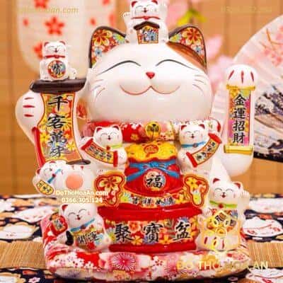 Mèo Thần Tài Thất Phúc Miêu 25cm