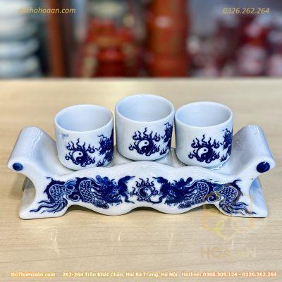 Kỷ Ngai 3 Chén Men Lam