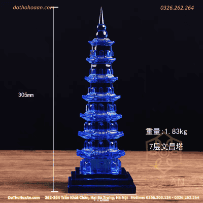Tháp Văn Xương Pha Lê Xanh Dương
