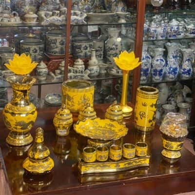 Bộ Bát Hương Sứ Kim Sa Thờ Thần Linh BTL02KS22