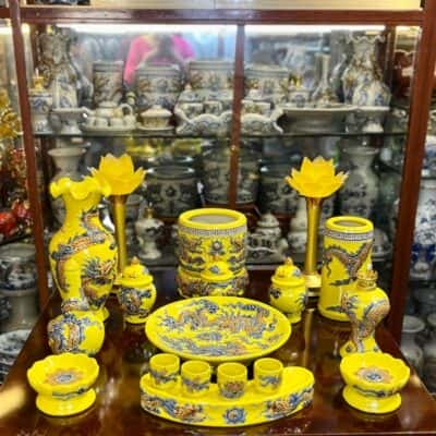 Bộ Đồ Thờ Thần Linh Men Vàng Hoàng Kim