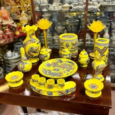 Bộ Đồ Thờ Thần Linh Men Vàng Hoàng Kim2