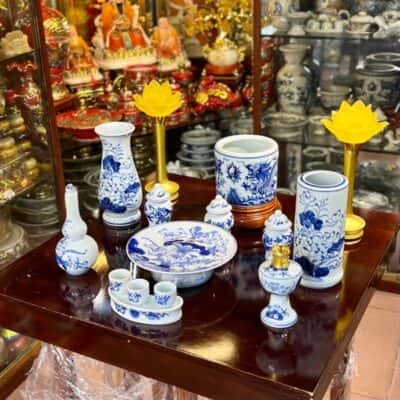 Bộ Đồ Thờ Thần Linh Sứ Men Ngọc2