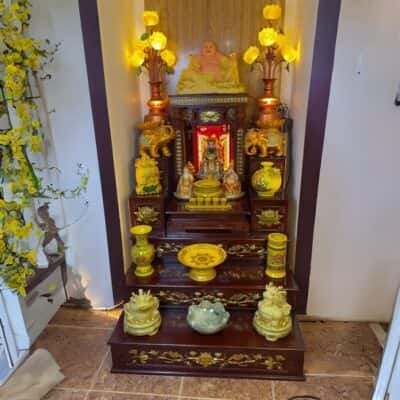 Bộ Đồ Thờ Thần Tài Gấm Vàng