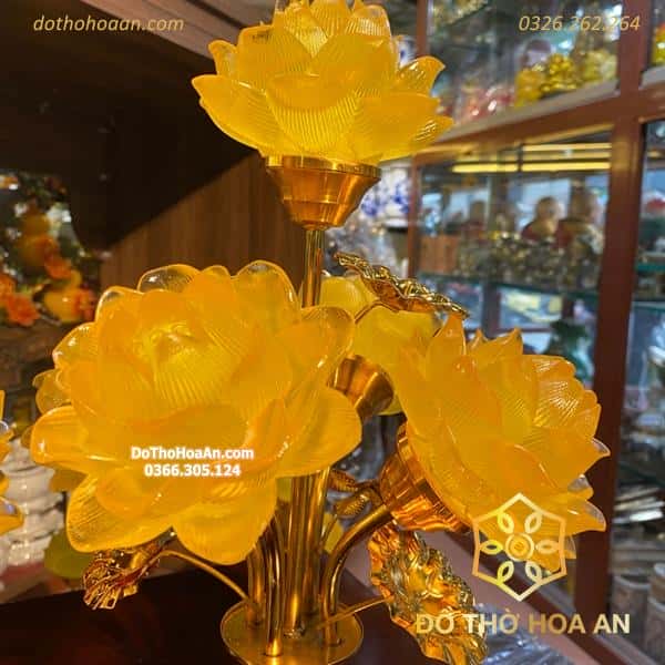 Đèn Thờ Hoa Sen 5 Bông Lưu Ly Thân Pha Lê2 Đèn Thờ Hoa Sen 5 Bông Lưu Ly Thân Pha Lê2