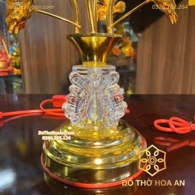 Đèn Thờ Hoa Sen 5 Bông Lưu Ly Thân Pha Lê3