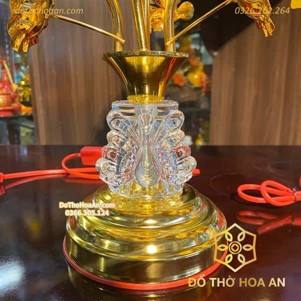 Đèn Thờ Hoa Sen 5 Bông Lưu Ly Thân Pha Lê3 Đèn Thờ Hoa Sen 5 Bông Lưu Ly Thân Pha Lê3
