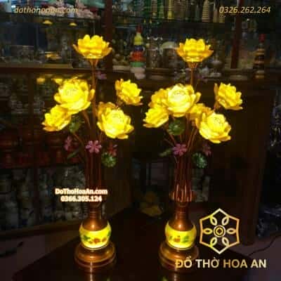 Đèn Thờ Hoa Sen 7 Bông Lưu Ly Thân Ngọc1