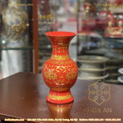 Lọ Hoa Sứ Gấm Đỏ