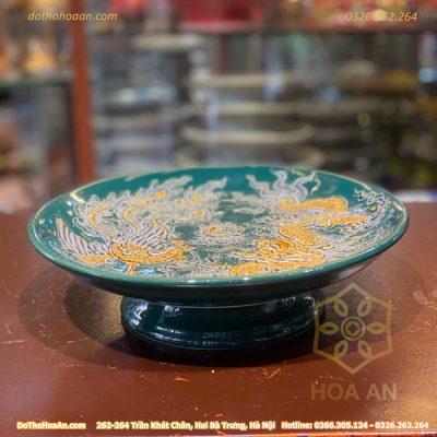 Mâm Bồng Thờ Hoa Sen Men Ngọc Chân Thấp