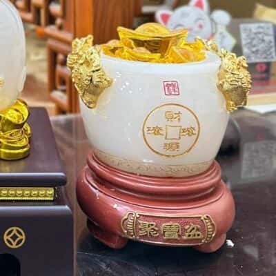 Bồn Tụ Bảo Chiêu Tài Bằng Bột Đá Trắng