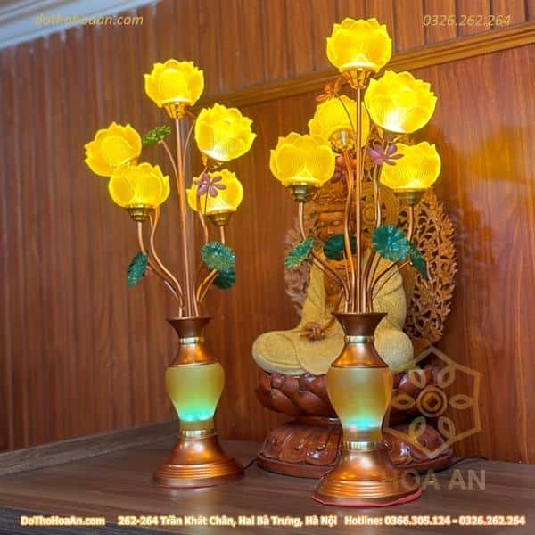Đèn Thờ Hoa Sen Lưu Ly Thân Ngọc A231