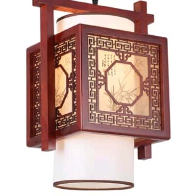 Đèn Thờ Thả Gỗ 038 Da Trắng2