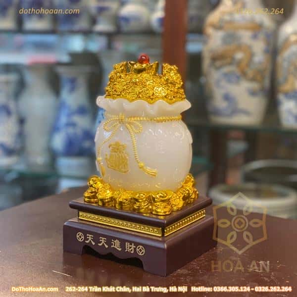Túi Tiền Vàng Màu Trắng Chiêu Tài