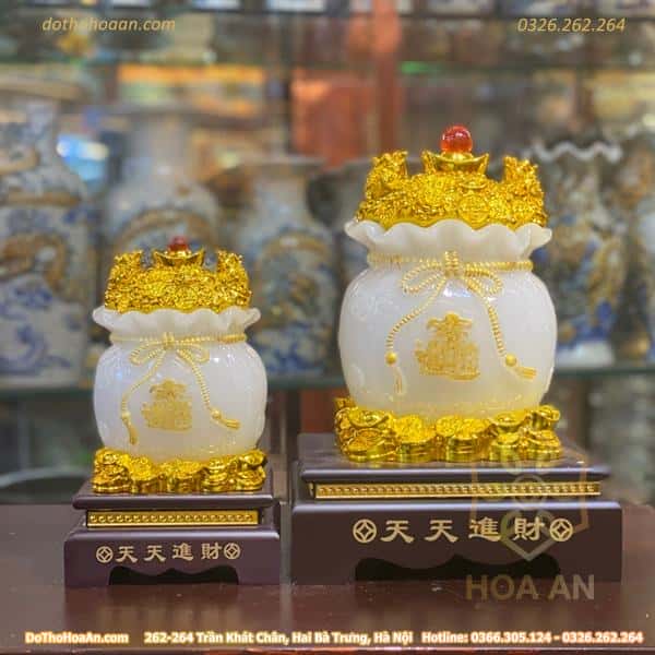 Túi Tiền Vàng Màu Trắng Chiêu Tài