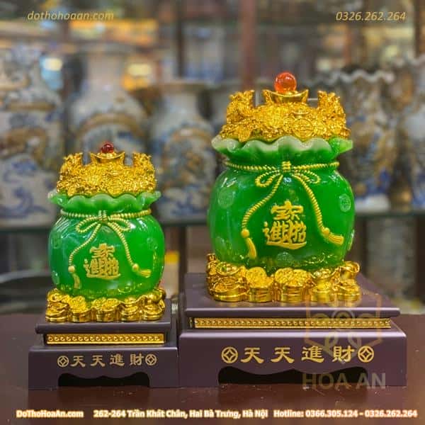Túi Tiền Vàng Màu Xanh Chiêu Tài
