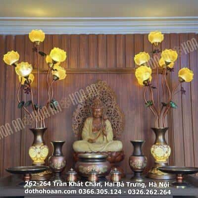 Đèn Thờ Hoa Sen 7 Bông Lưu Ly Thân Sứ