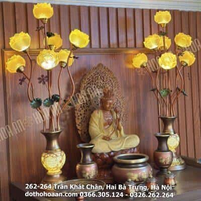 Đèn Thờ Hoa Sen 7 Bông Lưu Ly Thân Sứ