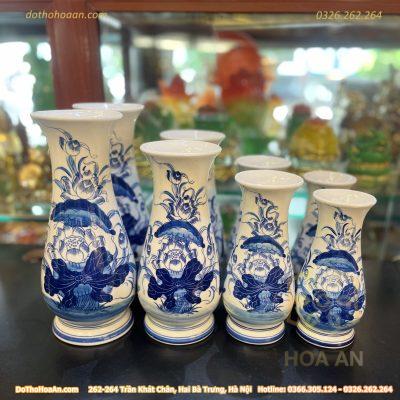 Lọ Hoa Dáng Huệ Hoa Sen Men Trắng