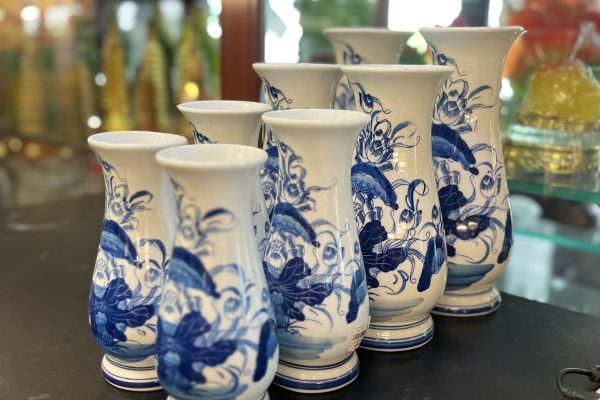 Lọ Hoa Dáng Huệ Hoa Sen Men Trắng