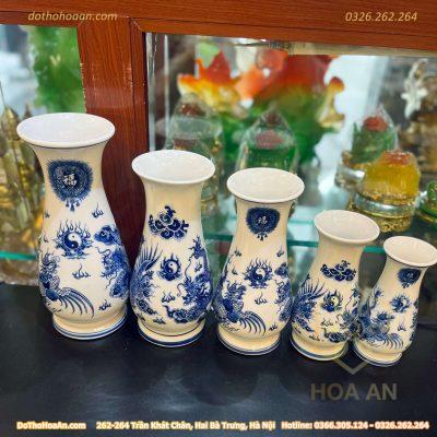 Lọ Hoa Dáng Huệ Rồng Men Trắng
