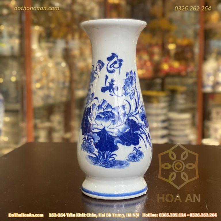 Lọ Hoa Dáng Huệ Tài Lộc Men Lam