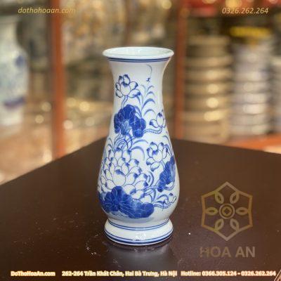 Lọ Hoa Dáng Huệ Vẽ Sen Men Ngọc