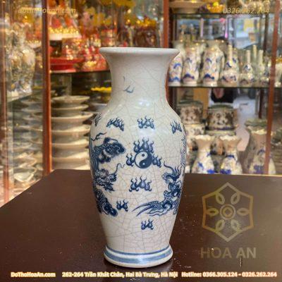 Lọ Hoa Lục Bình Men Rạn Vẽ Rồng Phượng