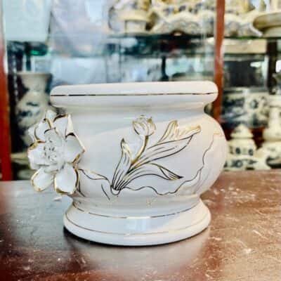 Bát Hương Sứ Liên Hoa Men Trắng2