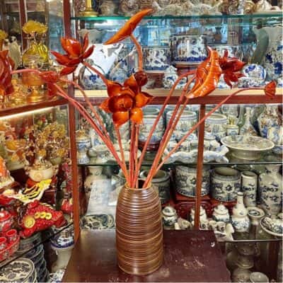 Cành Hoa Sen Gỗ Mít Màu Cánh Gián1