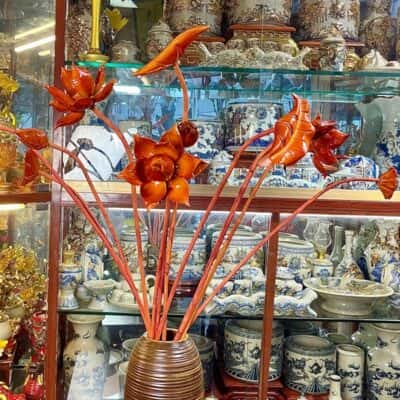 Cành Hoa Sen Gỗ Mít Màu Cánh Gián2