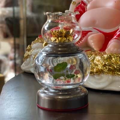 Đèn Dầu Thủy Tinh Trắng Hình Hoa Sen S1